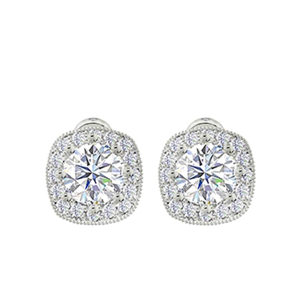 ZAXIE BY STEFANIE TAYLOR Cushion Cut CZ Halo Stud Earrings